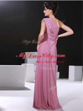 Shining One Shoulder Lilac Sleeveless Ruching Prom Dresses