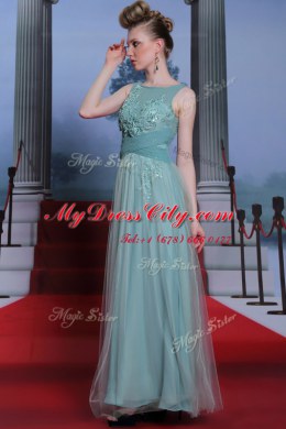 Sexy Sleeveless Beading and Appliques and Ruching Side Zipper Prom Dresses