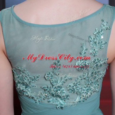 Sexy Sleeveless Beading and Appliques and Ruching Side Zipper Prom Dresses