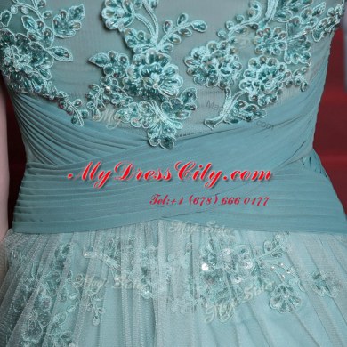 Sexy Sleeveless Beading and Appliques and Ruching Side Zipper Prom Dresses