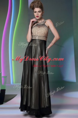 Black Halter Top Side Zipper Beading Prom Evening Gown Sleeveless