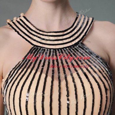 Black Halter Top Side Zipper Beading Prom Evening Gown Sleeveless