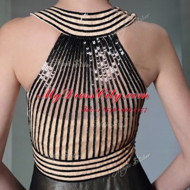 Black Halter Top Side Zipper Beading Prom Evening Gown Sleeveless