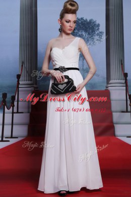 Glittering Floor Length White Prom Dress Sweetheart Sleeveless Side Zipper