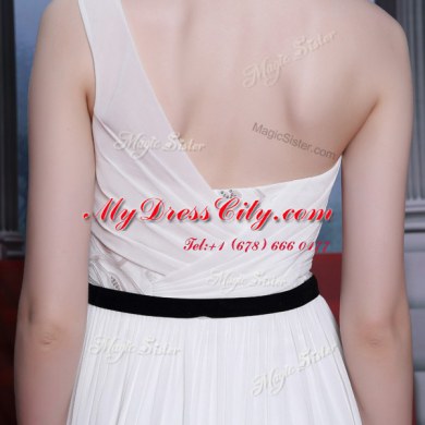Glittering Floor Length White Prom Dress Sweetheart Sleeveless Side Zipper