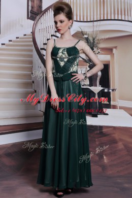 Glorious Chiffon Sleeveless Floor Length Dress for Prom and Embroidery