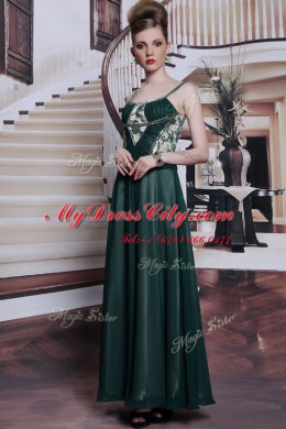 Glorious Chiffon Sleeveless Floor Length Dress for Prom and Embroidery