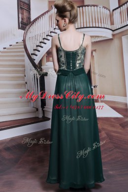 Glorious Chiffon Sleeveless Floor Length Dress for Prom and Embroidery