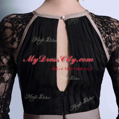 Most Popular Chiffon Scoop Half Sleeves Zipper Lace Homecoming Dress in Black