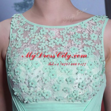 Perfect Scoop Floor Length Column/Sheath Sleeveless Apple Green Side Zipper