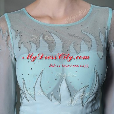 Scoop Half Sleeves Chiffon Beading Zipper