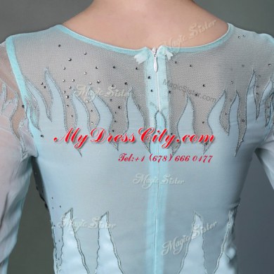 Scoop Half Sleeves Chiffon Beading Zipper