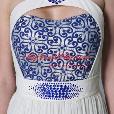 Decent White Halter Top Neckline Beading and Embroidery Sleeveless Zipper