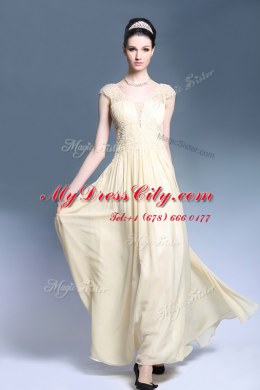 On Sale Champagne Chiffon Zipper Sleeveless Ankle Length Lace