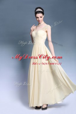 On Sale Champagne Chiffon Zipper Sleeveless Ankle Length Lace