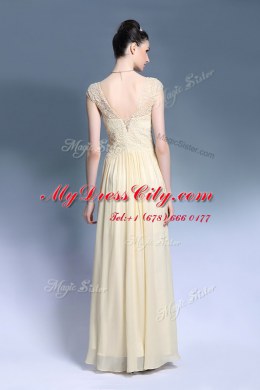 On Sale Champagne Chiffon Zipper Sleeveless Ankle Length Lace