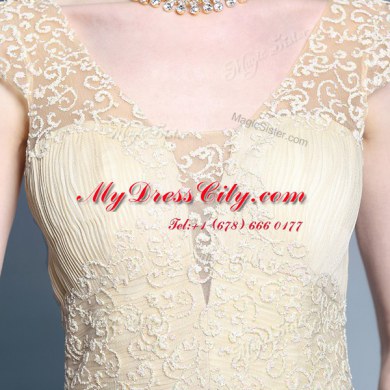 On Sale Champagne Chiffon Zipper Sleeveless Ankle Length Lace