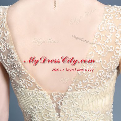 On Sale Champagne Chiffon Zipper Sleeveless Ankle Length Lace