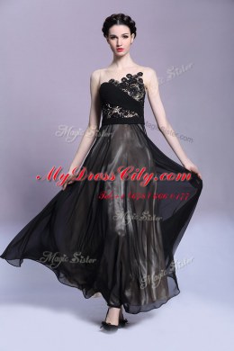 Scoop Chiffon Sleeveless Ankle Length Prom Evening Gown and Appliques