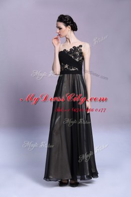 Scoop Chiffon Sleeveless Ankle Length Prom Evening Gown and Appliques