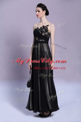 Scoop Chiffon Sleeveless Ankle Length Prom Evening Gown and Appliques