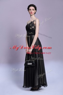 Scoop Chiffon Sleeveless Ankle Length Prom Evening Gown and Appliques