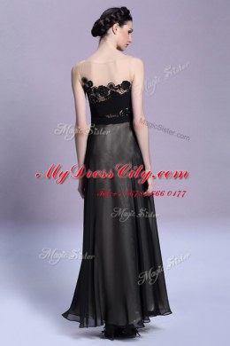 Scoop Chiffon Sleeveless Ankle Length Prom Evening Gown and Appliques