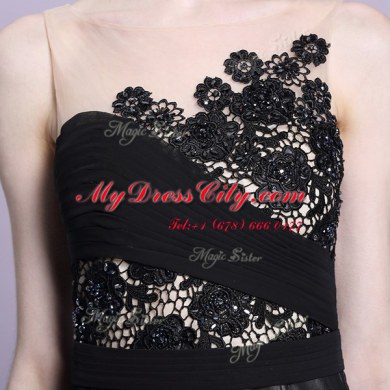 Scoop Chiffon Sleeveless Ankle Length Prom Evening Gown and Appliques