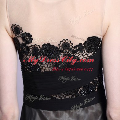 Scoop Chiffon Sleeveless Ankle Length Prom Evening Gown and Appliques