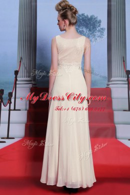 Custom Design Floor Length White Prom Dresses Scoop Sleeveless Side Zipper