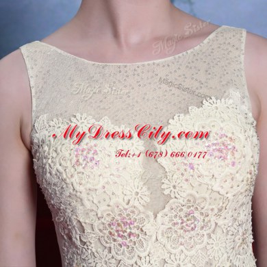 Custom Design Floor Length White Prom Dresses Scoop Sleeveless Side Zipper