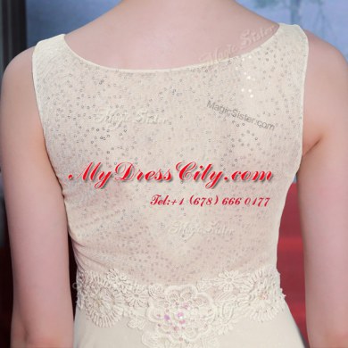 Custom Design Floor Length White Prom Dresses Scoop Sleeveless Side Zipper