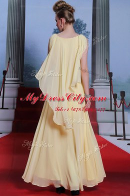 Charming Column/Sheath Light Yellow Scoop Chiffon Sleeveless Floor Length Side Zipper