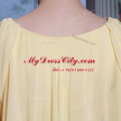 Charming Column/Sheath Light Yellow Scoop Chiffon Sleeveless Floor Length Side Zipper
