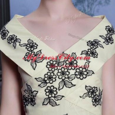 Custom Made Mermaid Light Yellow Cap Sleeves Brush Train Embroidery With Train