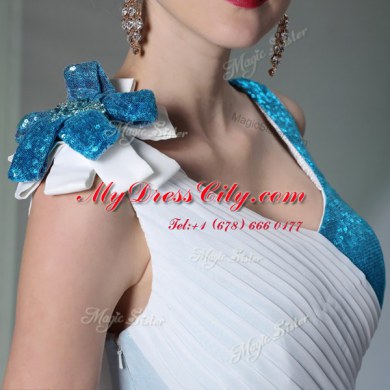 Graceful Chiffon Asymmetric Sleeveless Side Zipper Ruffled Layers and Sequins and Hand Made Flower Homecoming Dress in White