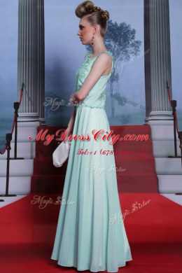 Floor Length Apple Green Homecoming Dress Scalloped Sleeveless Side Zipper