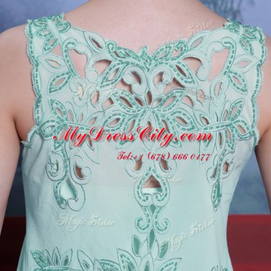 Floor Length Apple Green Homecoming Dress Scalloped Sleeveless Side Zipper