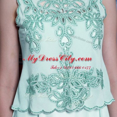 Floor Length Apple Green Homecoming Dress Scalloped Sleeveless Side Zipper