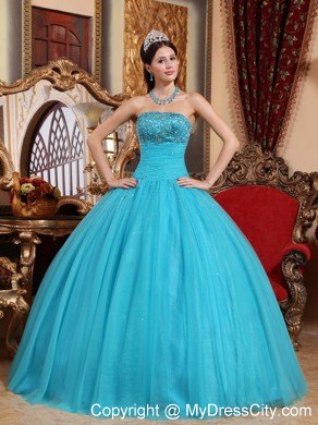 Teal Fitted Embroidery Quinceanera Dress for Summer