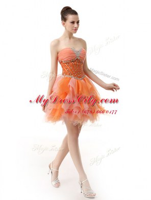 Amazing A-line Dress for Prom Multi-color Sweetheart Organza Sleeveless Knee Length Zipper