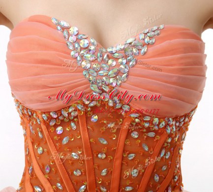 Amazing A-line Dress for Prom Multi-color Sweetheart Organza Sleeveless Knee Length Zipper
