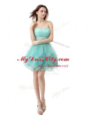 Sleeveless Zipper Mini Length Beading and Ruffled Layers Club Wear