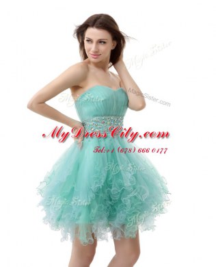 Sleeveless Zipper Mini Length Beading and Ruffled Layers Club Wear