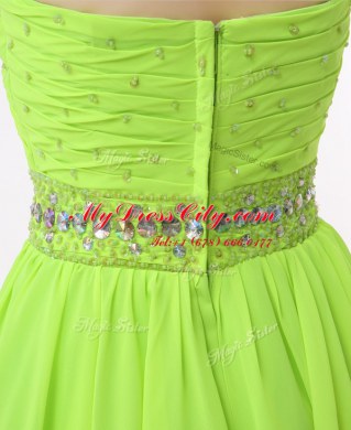 Sweetheart Sleeveless Prom Dresses Knee Length Beading Green Organza