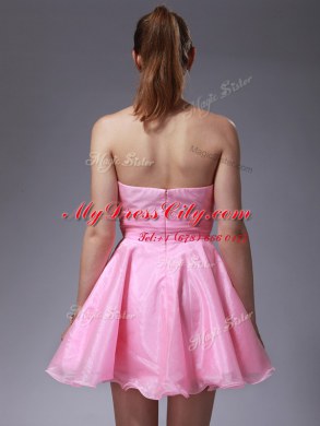 Best Selling Pink A-line Sweetheart Sleeveless Chiffon Mini Length Zipper Beading Prom Dresses