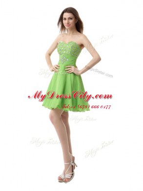 Sweet A-line Prom Dress Sweetheart Organza Sleeveless Knee Length Zipper