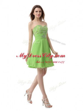 Sweet A-line Prom Dress Sweetheart Organza Sleeveless Knee Length Zipper