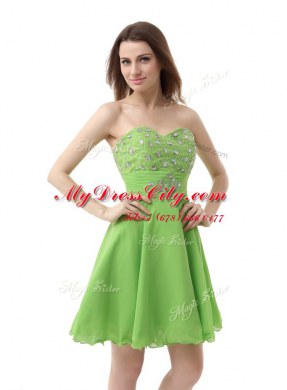 Sweet A-line Prom Dress Sweetheart Organza Sleeveless Knee Length Zipper