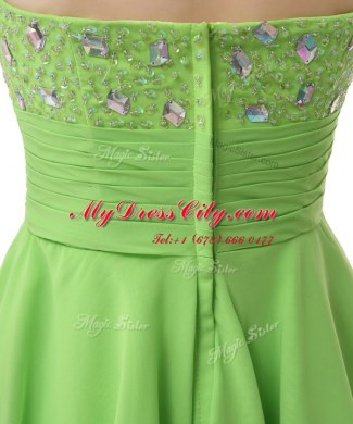 Sweet A-line Prom Dress Sweetheart Organza Sleeveless Knee Length Zipper
